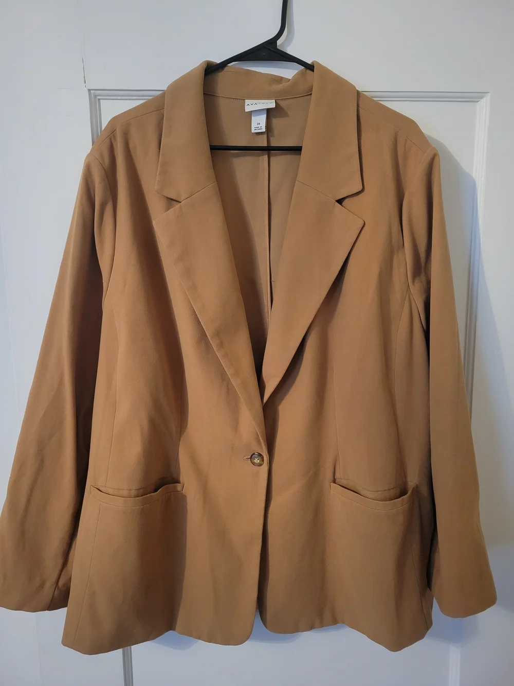 Ava & Viv Tan Single-Button Notch Lapel Blazer